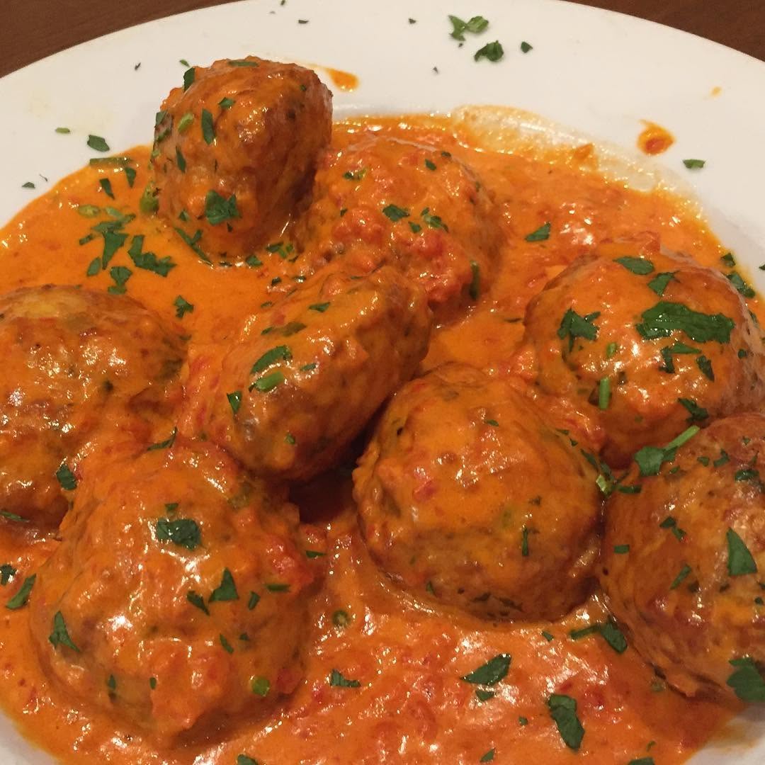 Meatballs in a creamy vodka ros&eacute; sauce