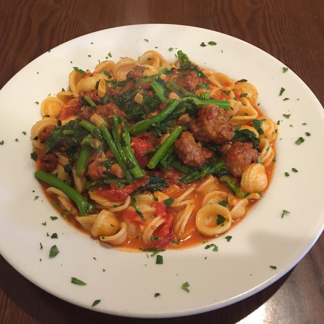 Orecchiette pasta with sausage and broccoli rabe